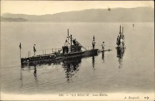 Ak Französisches Kriegsschiff, U-Boot La Meduse