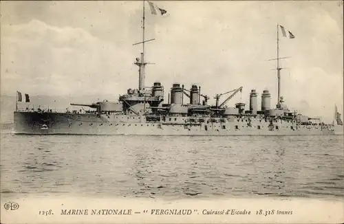 Ak Französisches Kriegsschiff Vergniaud, Französische Marine