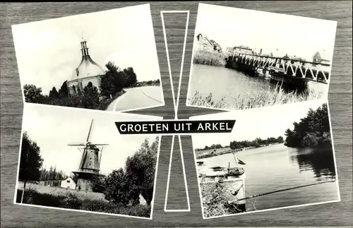 Ak Arkel Molenlanden Südholland, Windmühle, Brücke, Fluss