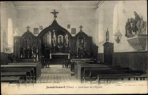 Ak Jamericourt Oise, die Kirche, Innenraum