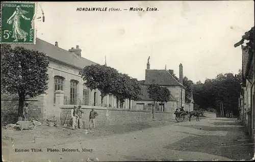 Ak Hondainville-Oise, Rathaus, Schule