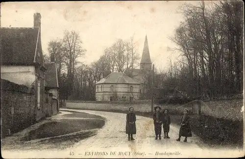 Ak Hondainville-Oise, Straße, Kirche