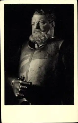 Foto Ak Schauspieler Heinrich George als Götz, Portrait in Rüstung