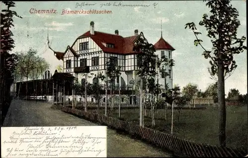 Ak Chemnitz in Sachsen, Blick auf das Bismarck Schlösschen