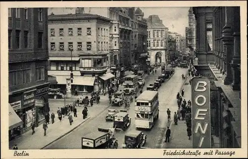 Ak Berlin Mitte, Friedrichstraße mit Passage, Verkehr, Bus, Odol Reklame