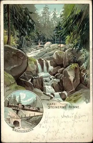 Künstler Litho Kretzschmar, Hasserode Wernigerode am Harz, Steinerne Renne, Brockenbahn