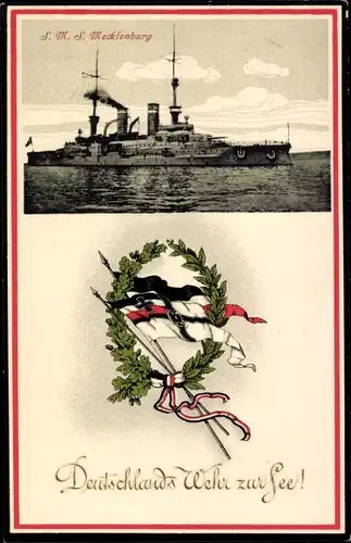 Ak Deutsches Kriegsschiff, SMS Mecklenburg, Kaiserliche Marine