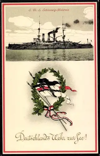 Ak Deutsches Kriegsschiff, SMS Schleswig-Holstein, Kaiserliche Marine
