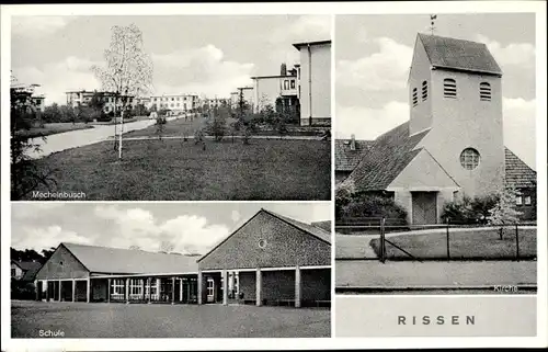Ak Hamburg Altona Rissen, Kirche, Schule, Mechelnbusch