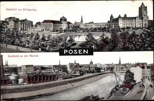 Ak Poznań Posen, Stadtbild am Königsring, Warthe