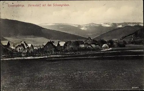 Ak Sobieszów Hermsdorf Kynast Riesengebirge Schlesien, Totale mit Schneegruben