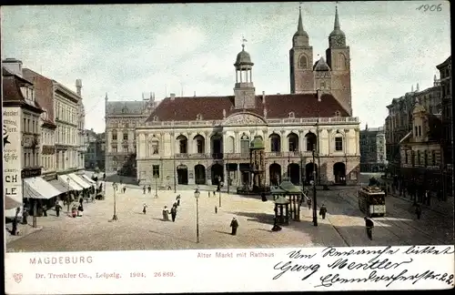 Ak Magdeburg an der Elbe, Markt mit Rathaus