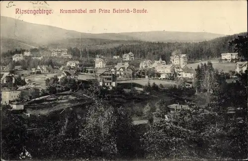 Ak Karpacz Krummhübel im Riesengebirge Schlesien, Gesamtansicht mit Prinz Heinrich Baude