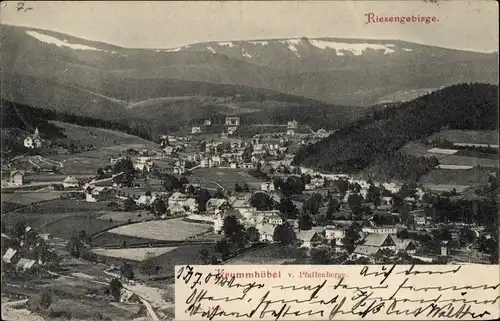 Ak Karpacz Krummhübel im Riesengebirge Schlesien, Gesamtansicht vom Pfaffenberg