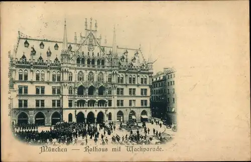 Ak München, Rathaus mit Wachparade