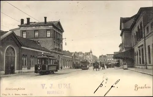 Ak Haarlem Nordholland Niederlande, Stationsplein