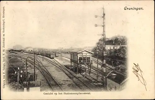 Ak Groningen Niederlande, Bahnhof, Bahnhofsanlagen