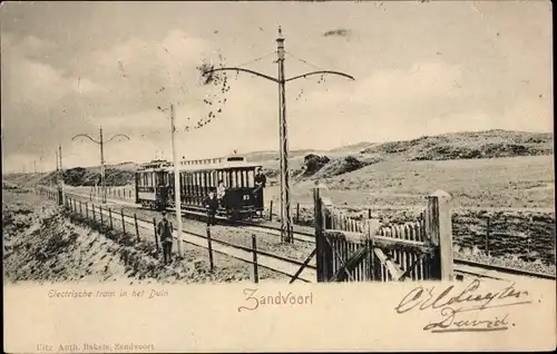 Ak Zandvoort Nordholland Niederlande, Straßenbahn, Dünen