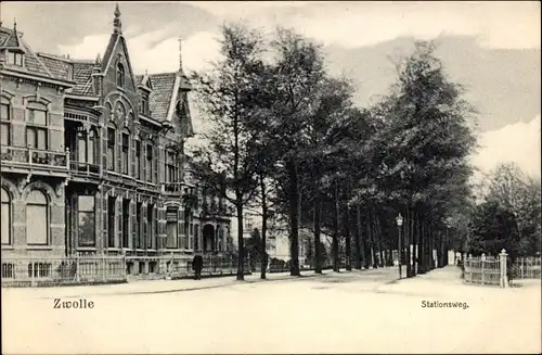 Ak Zwolle Overijssel Niederlande, Stationsweg