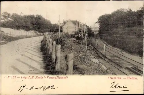 Ak Overveen Bloemendaal Nordholland Niederlande, Bahnhof