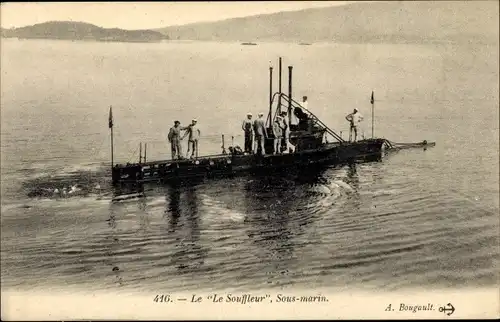 Ak Französisches Kriegsschiff, U-Boot Le Souffleur, Französische Marine