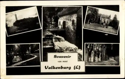Ak Valkenburg Limburg Niederlande, Wassermühle, Burg, Allee