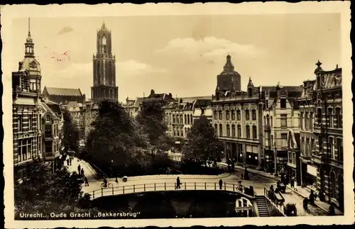 Ak Utrecht Niederlande, Oudegracht, Bakkersbrug