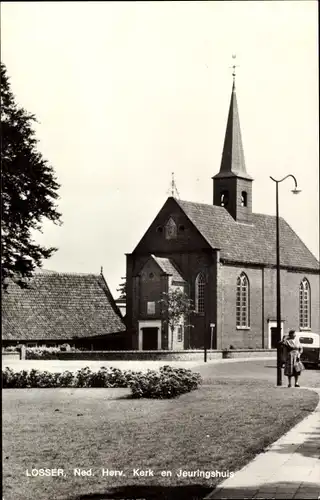 Ak Losser Overijssel Niederlande, Ned. Rev. Kirche und Jeuringshuis