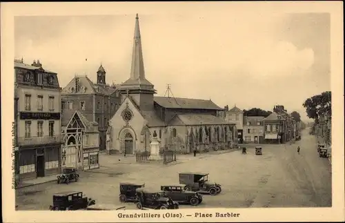 Ak Grandvilliers Oise, Place Barbier