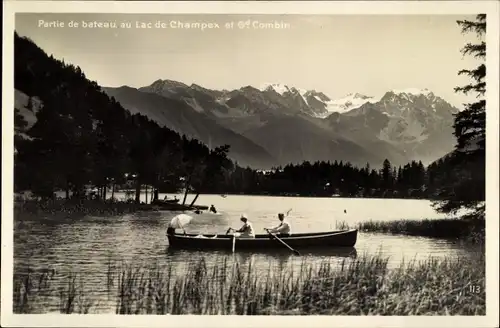 Ak Champex Lac Orsieres Kanton Wallis Schweiz, Ruderpartie