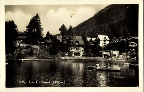 Ak Champex Lac Orsieres Kanton Wallis Schweiz, Ruderpartie, Ort