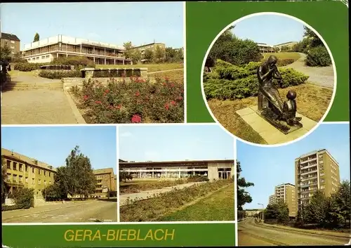 Ak Bieblach Gera, HO Wismut Gaststätte Grüne Mulde, Kaufhalle Nord, Johannes R. Becher Straße