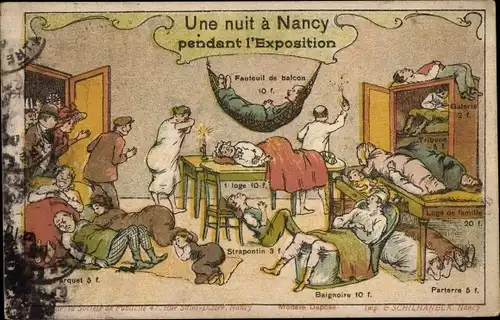 Litho Nancy Meurthe et Moselle, Eine Nacht, während der Ausstellung, Loge, Parterre