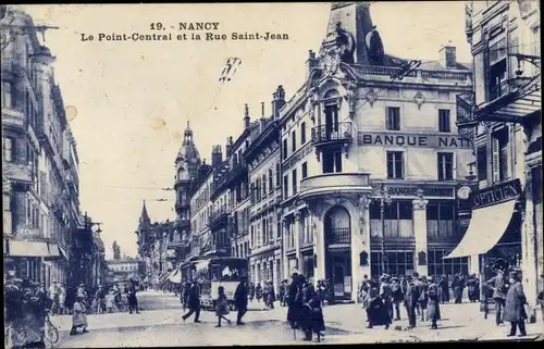Ak Nancy Meurthe et Moselle, Central Point, Rue Saint Jean, Straßenbahn