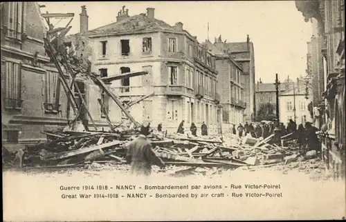 Ak Nancy Meurthe et Moselle, Bombardierung, Krieg 1914-1918, Rue Victor Poirel