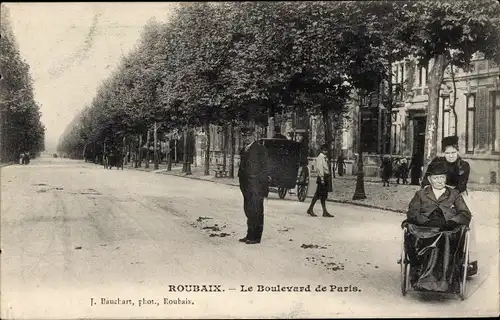 Ak Roubaix Nord, Boulevard de Paris