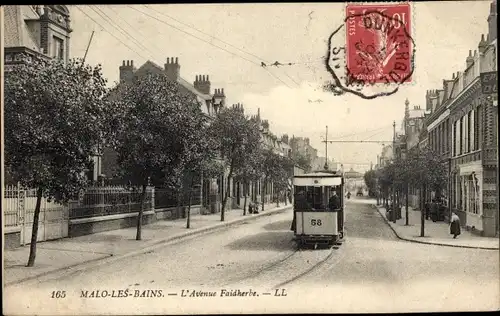 Ak Malo les Bains Nord, Avenue Faidherbe, Straßenbahn