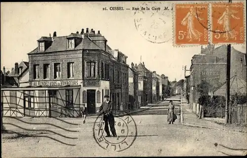 Ak Oissel Seine Maritime, Rue de la Gare