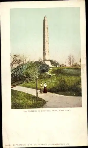 Ak Manhattan New York City USA, Central Park, der Obelisk
