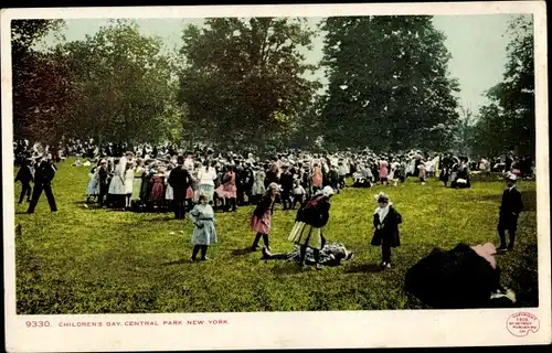 Ak Manhattan New York City USA, Central Park, Kindertag