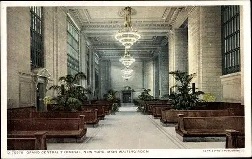 Ak New York City USA, New Grand Central Terminal Station, Hauptwarteraum