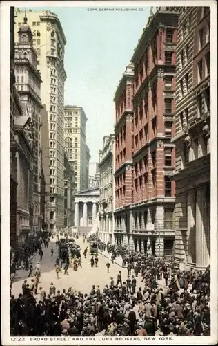 Ak Manhattan New York City USA, Broad Street und die Curb Brokers