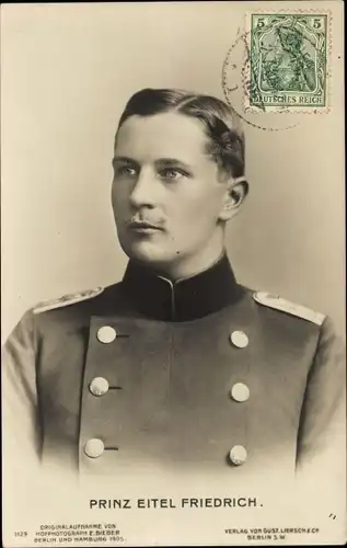 Ak Eitel Friedrich Prinz von Preußen, Portrait, Liersch