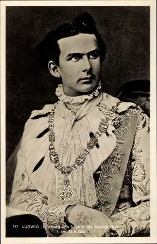 Ak König Ludwig II. von Bayern, Portrait als Georgiritter