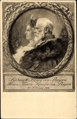 Künstler Ak Firle, Walther, König Ludwig III von Bayern, Marie Therese Königin von Bayern