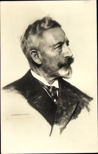 Künstler Ak Schwarz, Alfred, Kaiser Wilhelm II., Portrait im Exil