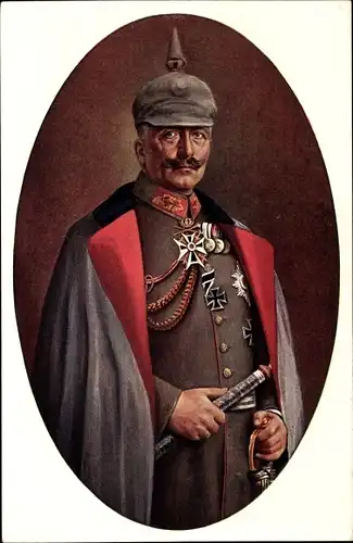 Künstler Ak Grabendorff, R., Kaiser Wilhelm II., Portrait in Felduniform, Pickelhaube