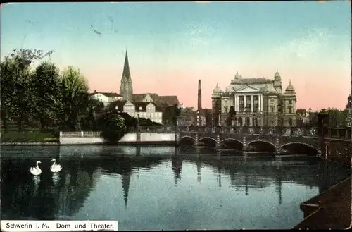 Ak Schwerin in Mecklenburg, Dom, Theater
