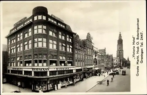 Ak Groningen Niederlande, Groote Markt, Victoria Hotel