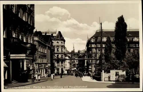 Ak Elberfeld Wuppertal, Döppersberg, Hauptbahnhof, Hotel Europäischer Hof